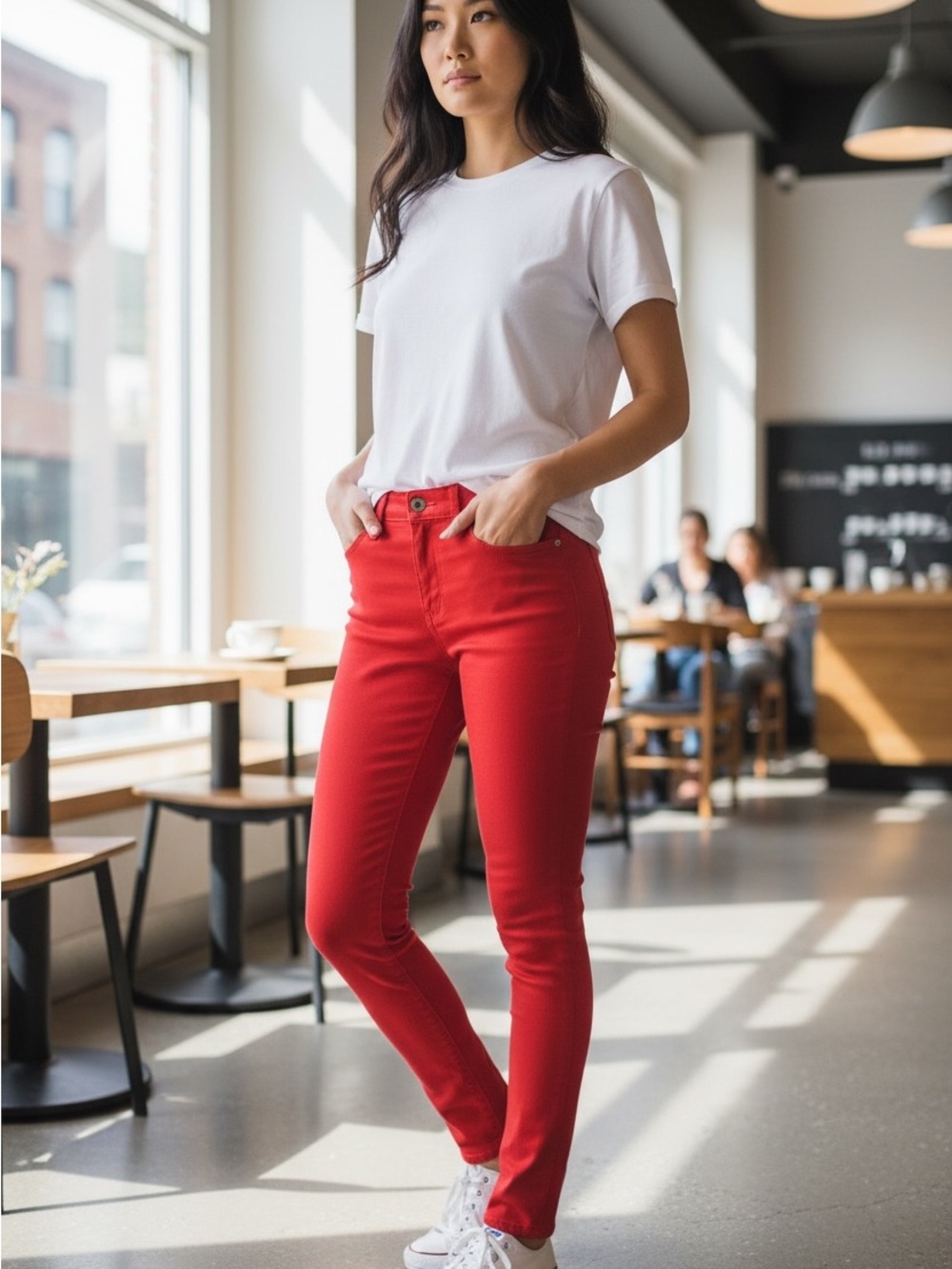 St. John’s Bay Red Skinny Leg Pants Size 14